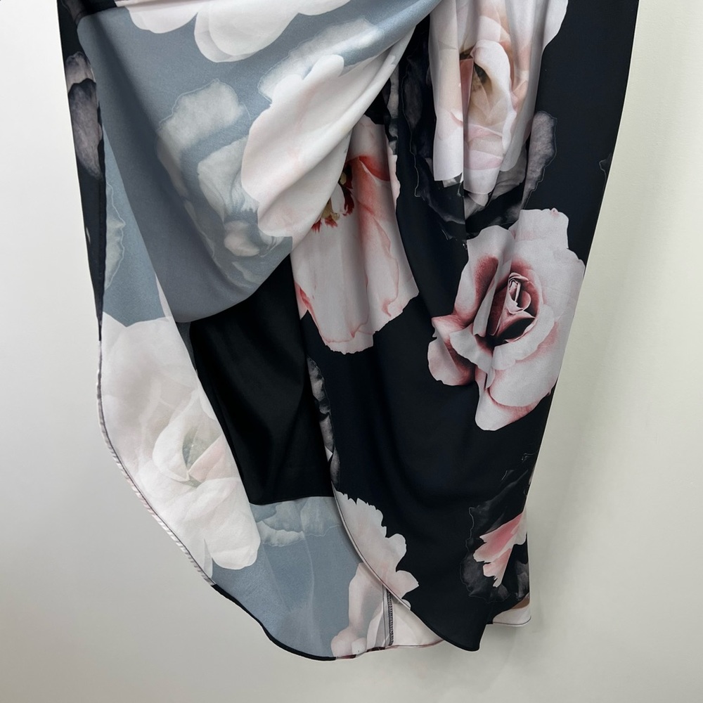 City Chic Cold Shoulder Dress Black Austin Floral Rose Draped Plus Size M 18 - Picture 10 of 15
